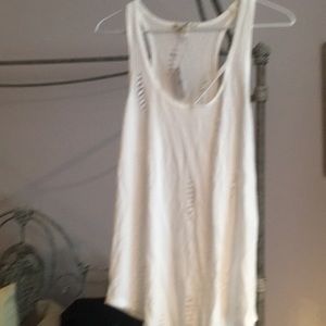 Express White destroyed tank top NWT